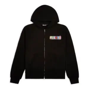 MELOVÉ “Need Love” Zip‑Up Hoodie – Black