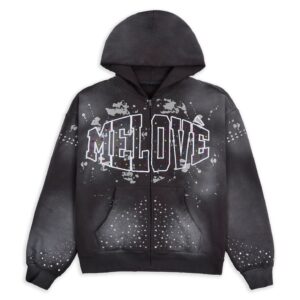 MELOVÉ Splash Zip‑Up Hoodie – Washed Grey