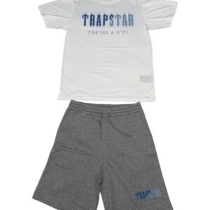 Trapstar Chenille Decoded Short Set – White/Blue